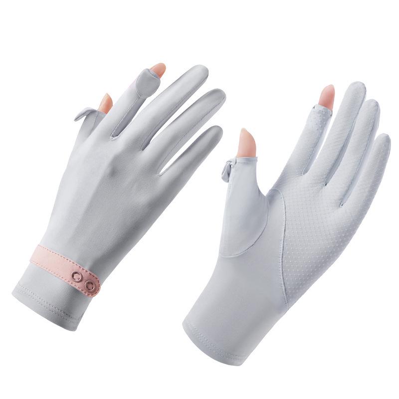 Women's Ice Silk Sun Protection Gloves - Lightweight, Breathable, Anti-Slip, UV Shield for Summer Cycling.
