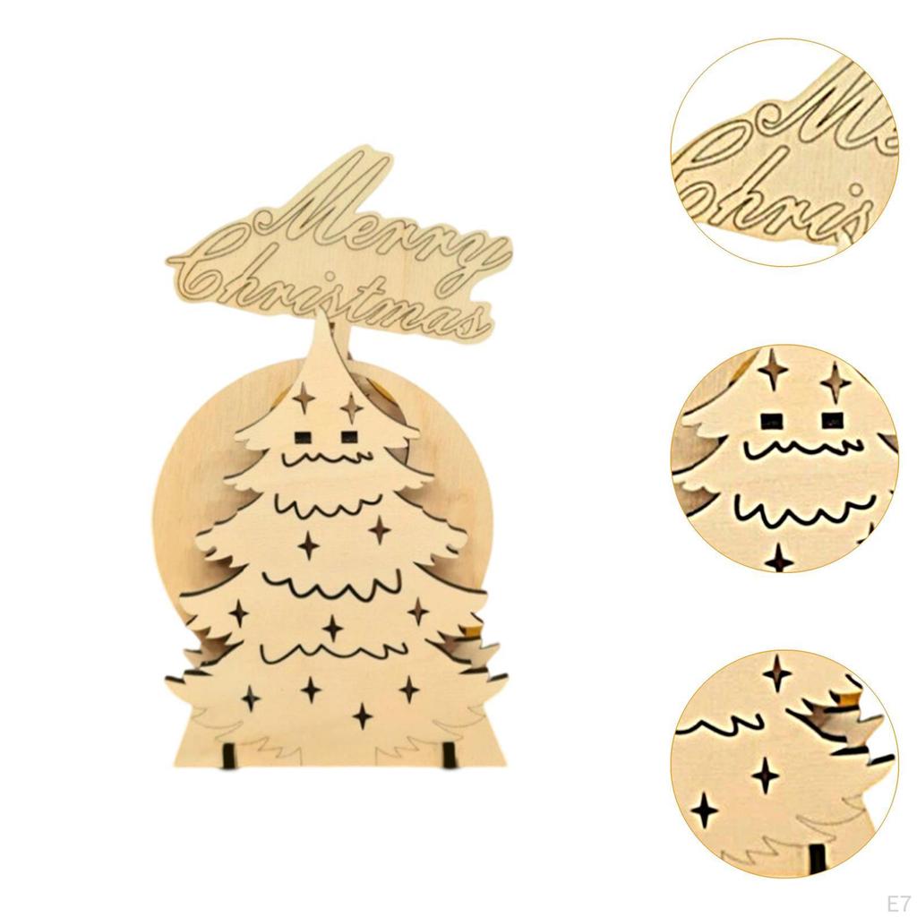 Wooden Christmas Tree Centerpiece Bookshelf Figure Table Kitchen Cabinet Holiday Collectible