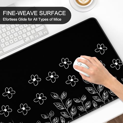 Simple black flower oversized desktop pad 400 * 900 * 3mm suitable for keyboard notebook and computer mouse pad