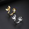 Fashion Animal Phoenix Open Ring Stainless Steel with Water Diamond Adjustable Handsome Cool Animal Ring Party Jewelry Gift