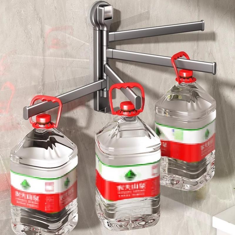 Multiple Rods Rotating Towel Rack Suction Cup No Drilling Wall Mounting Bathroom Toilet Towel Hanging Rack Storage Stand