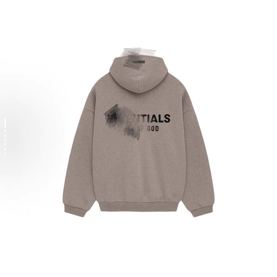 New Arrival: Essentials Double-Breasted Letter Print Fleece-Lined Hooded Silicone Hoodie for Autumn/Winter