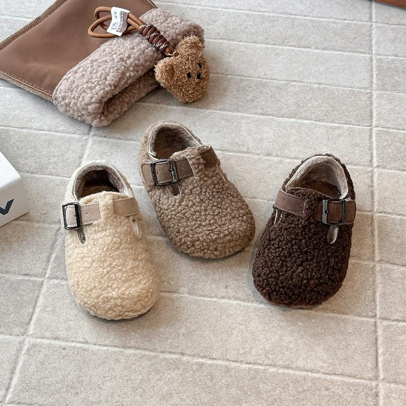 Kids Winter Fuzzy Slippers With Warm Lined Indoor Shoes Girls Soft Sole Toddler To Kid Sizes