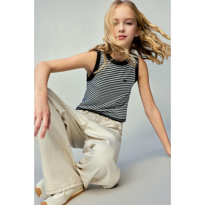 ELLE KIDS French Classic Striped Embroidered Knit Vest for Girls