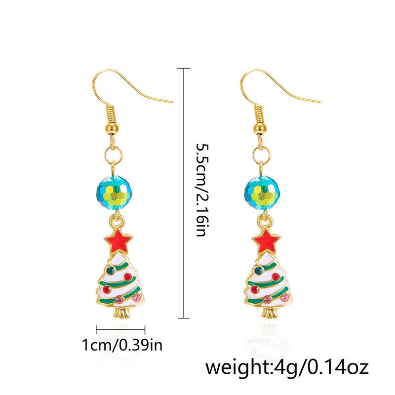 Asymmetrical Rhinestone Santa Claus & Christmas Tree Earrings