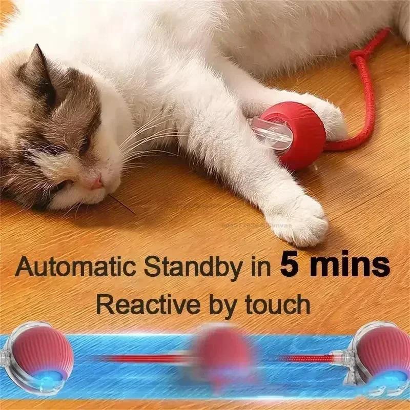 Electric Cat Ball Toys Automatic Rolling Ball Faux Tail Rechargeable Pet Interactive Toy Dog Cat Training Imitate Mouse Pet Toys