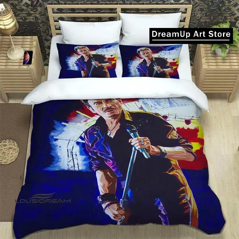 rock star Johnny Hallyday Bedding Set Boys Girls Twin Queen King Size Duvet Cover Pillowcase Bed boys Adult Bedroom