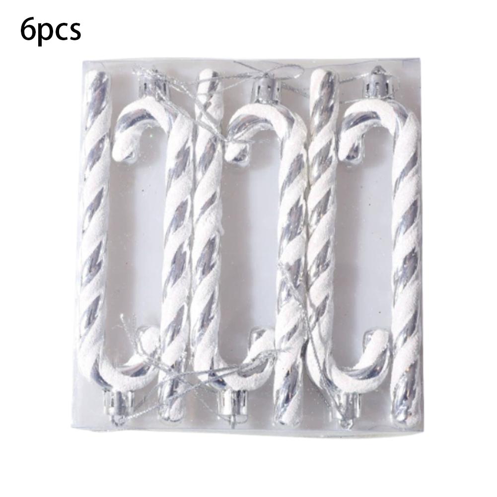 Christmas Tree Candy Decorations 6PCS Plastic Candy Cane Hanging Ornament 2025 Xmas Home Party Supplies Decor