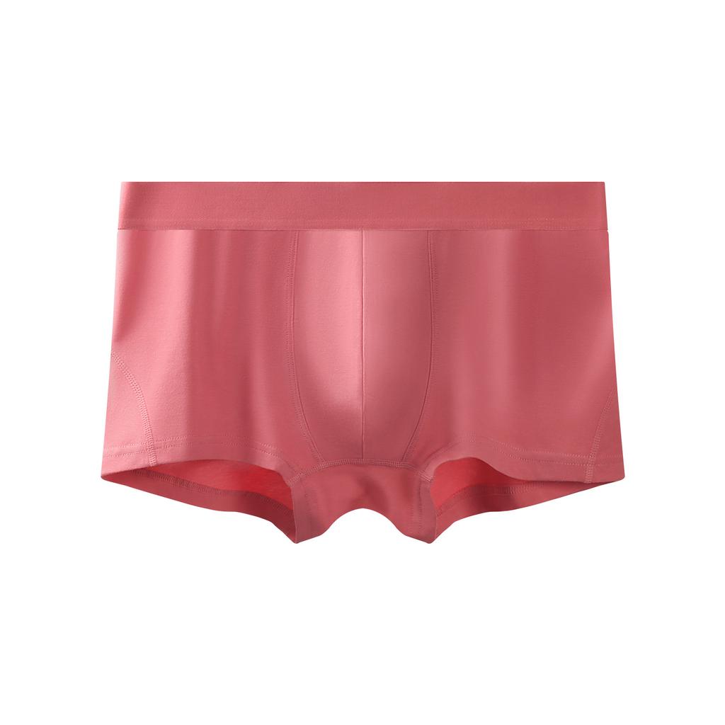 Men Loose Solid Color Cotton Mid Waist Antibacterial Breathable Boxer Briefs