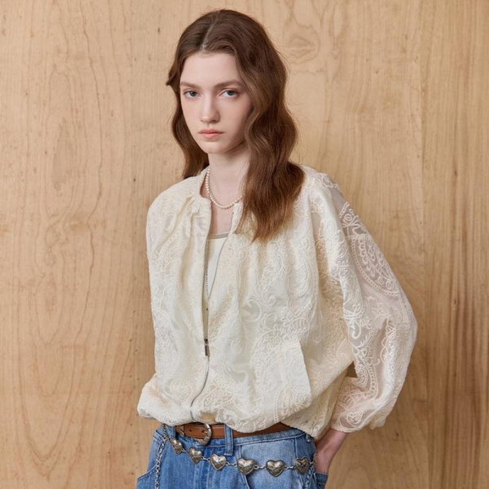 Maxza Paisley Embroidered Lace Blouson Jumper Ze06qj004nh beige/FREE