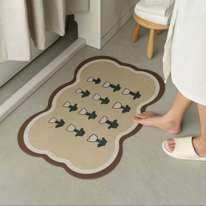 Bathroom Absorbent Floor Mat Non-slip Toilet Door Floor Mat Bathroom Toilet Small Floor Mat Toilet Shower Room Door Mat