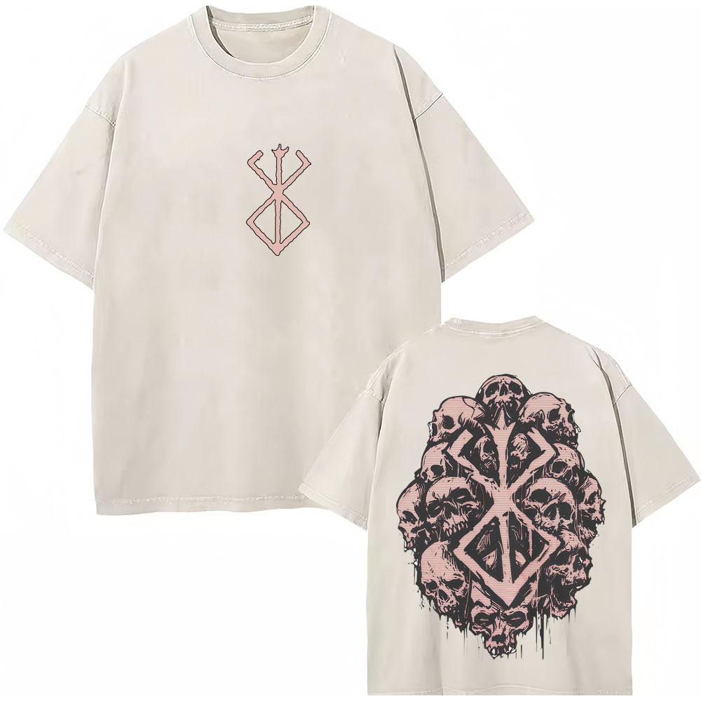 Washed Anime Berserk Guts Classic T-Shirts Manga Gatsu Griffith Zodd Trend T-shirt Men Women Oversized  Cotton Casual Tee Shirt