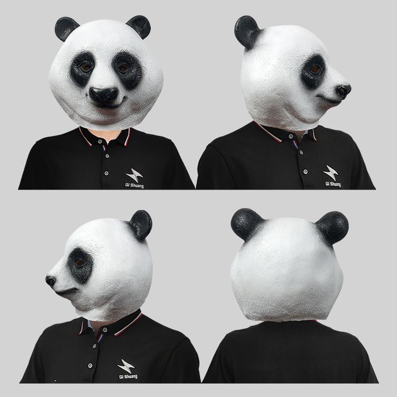 Cute Panda Headgear Hilarious Latex Mask For Festive Celebrations And Theatrical Events