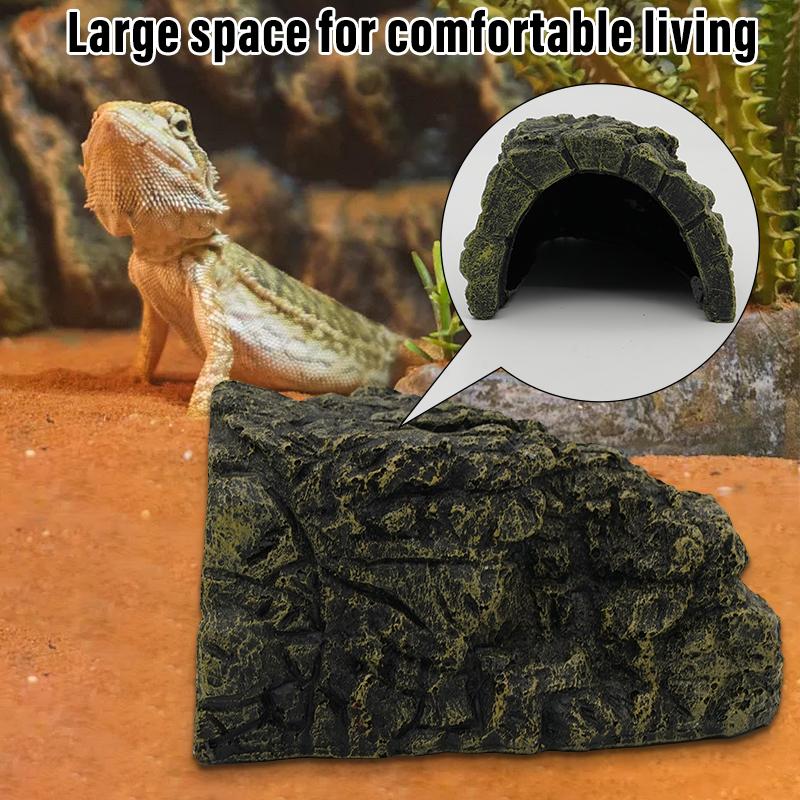 Reptile Hiding Cave Lizard Snake Turtle Hide Rest Cave Reptiles Basking Hide Habitat Aquarium Lizard Feeding Box Decoration