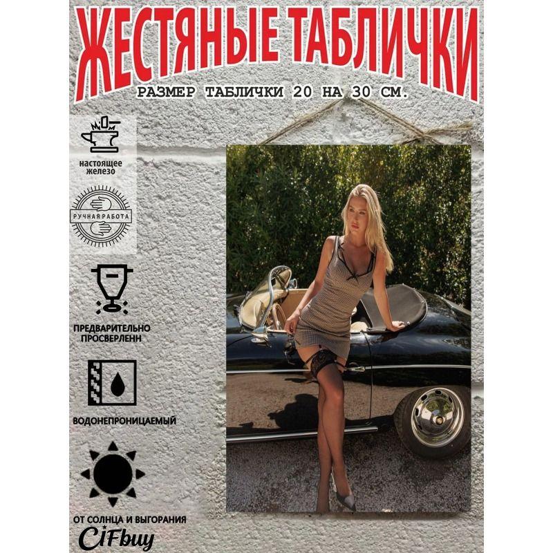 Retro Vintage Metal Sign Pin Up Girl Car Decor Wall Art
