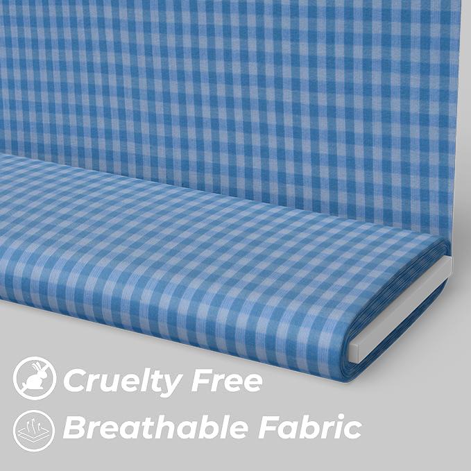 Premium Blått Rutete Gingham-stoff | 100% Bomull, 240 GSM, Garnfarget – Perfekt for Skjorter & Møbeltrekk
