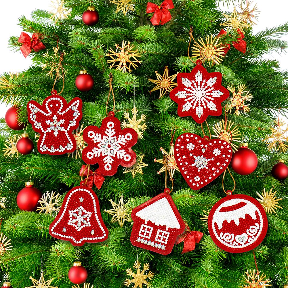 10/12PCS Christmas Tree Pendant Hanging Ornament DIY Diamond Painting Keychain Bag Pendant Xmas Gifts Home Christmas Decoration