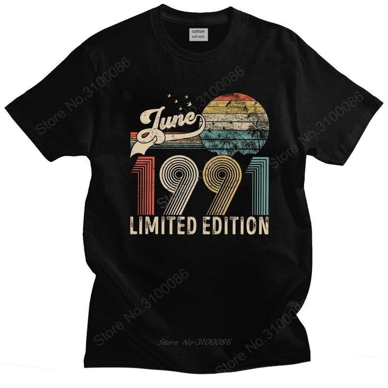 Vintage Established Born In 1991 T Shirt Unisex Short Sleeve Cotton Tshirt Graphic 30 Years Old 30th Birthday Tees Fashion Tshirt