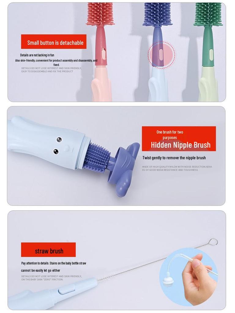 Multifunctional Silicone Baby Bottle & Nipple Cleaning Brush