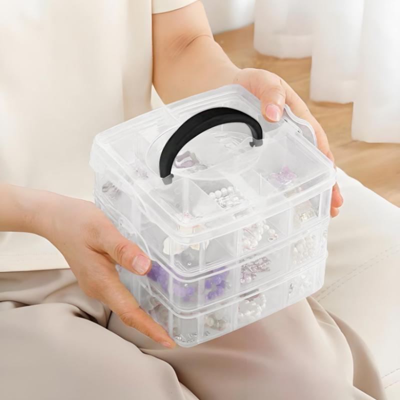 3 Tier 18-Grid Transparent Adjustable Stackable Compartment Slot Plastic Storage Box For Organizing Toys Jewelry Accessories