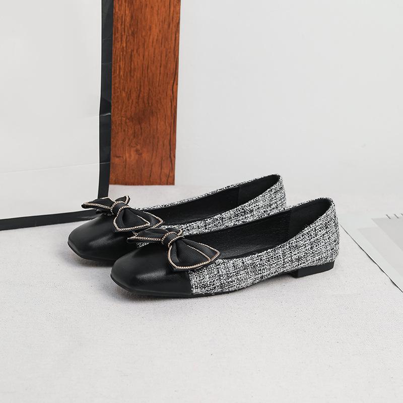 Women's Casual Ballet Flats Square Toe Ballerina Flats Shoes Comfortable Office Work Shoes With Bowknot Driving Flats for Women Non-Slip Dressy Shoes