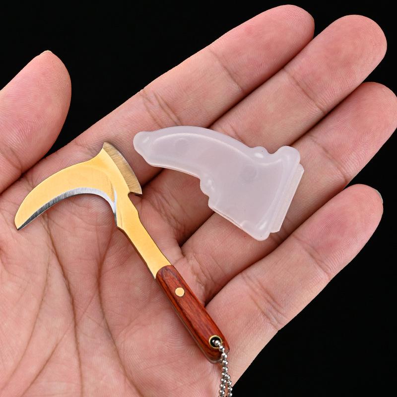 Miniature Cleaver Keychain: Compact Non-Folding Knife, Pocket Accessory, Sickle Gift, Key Pendant