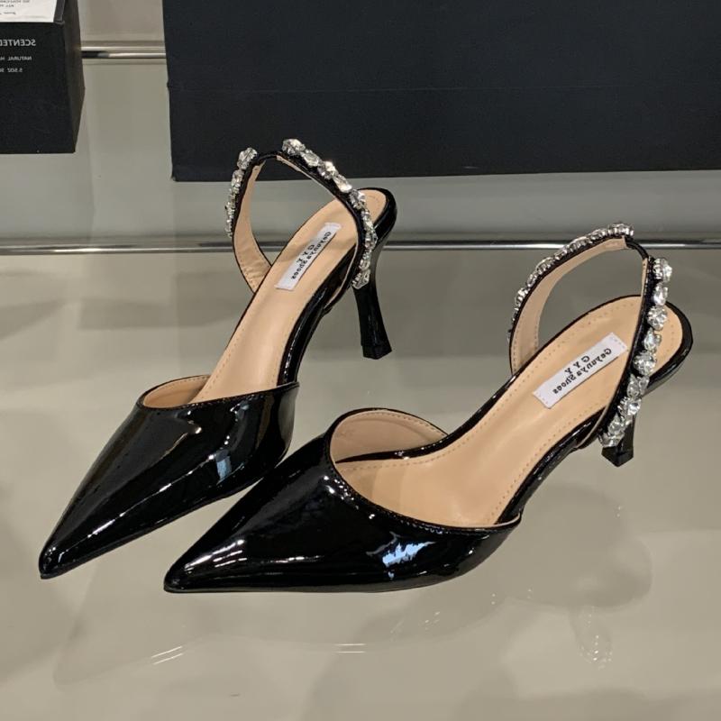 Fashion Luxury Rhinestone Slingback Pumps Women Fashion Pointy Toe Thin Heel Brand Designer Shoes Comfortable Elegant Party Dress Shoes