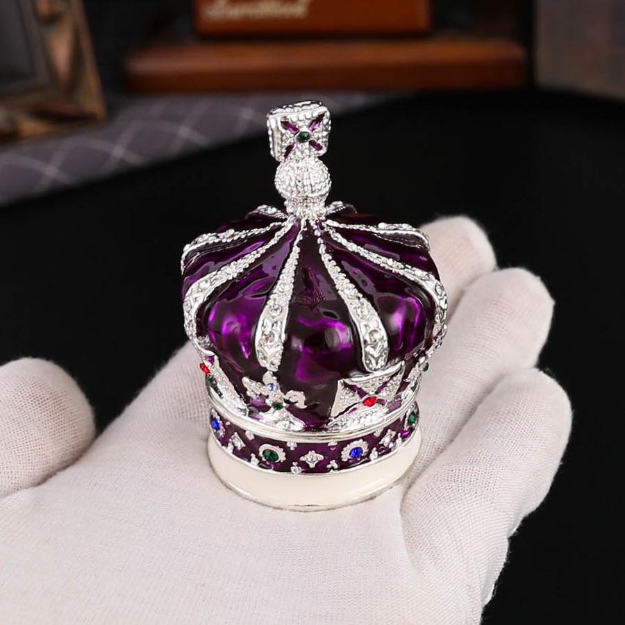 Crown jewelry box enamel color metal handicraft earrings ring jewelry box European crown decorative box ornament