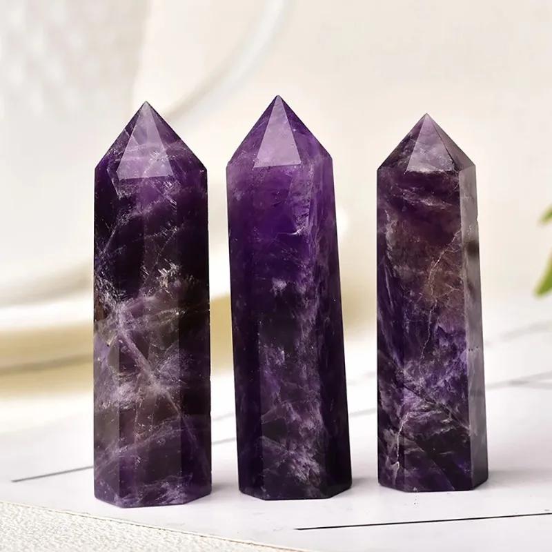 5.91 Inch Natural Amethyst Pillar Mineral Specimen for Collection Display Crystal Healing Stone Spiritual Growth Desktop Decor
