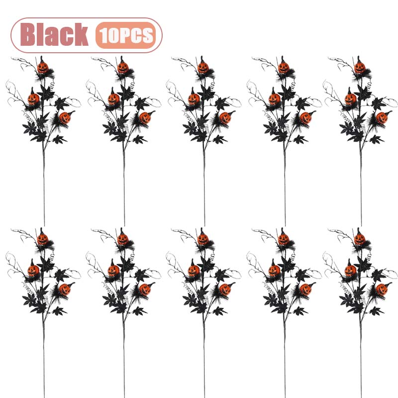Terror Black Pumpkin Flower Bouquet for Halloween Party Decoration Creepy Branch Floral Arrangement for Home Haunted House Decor