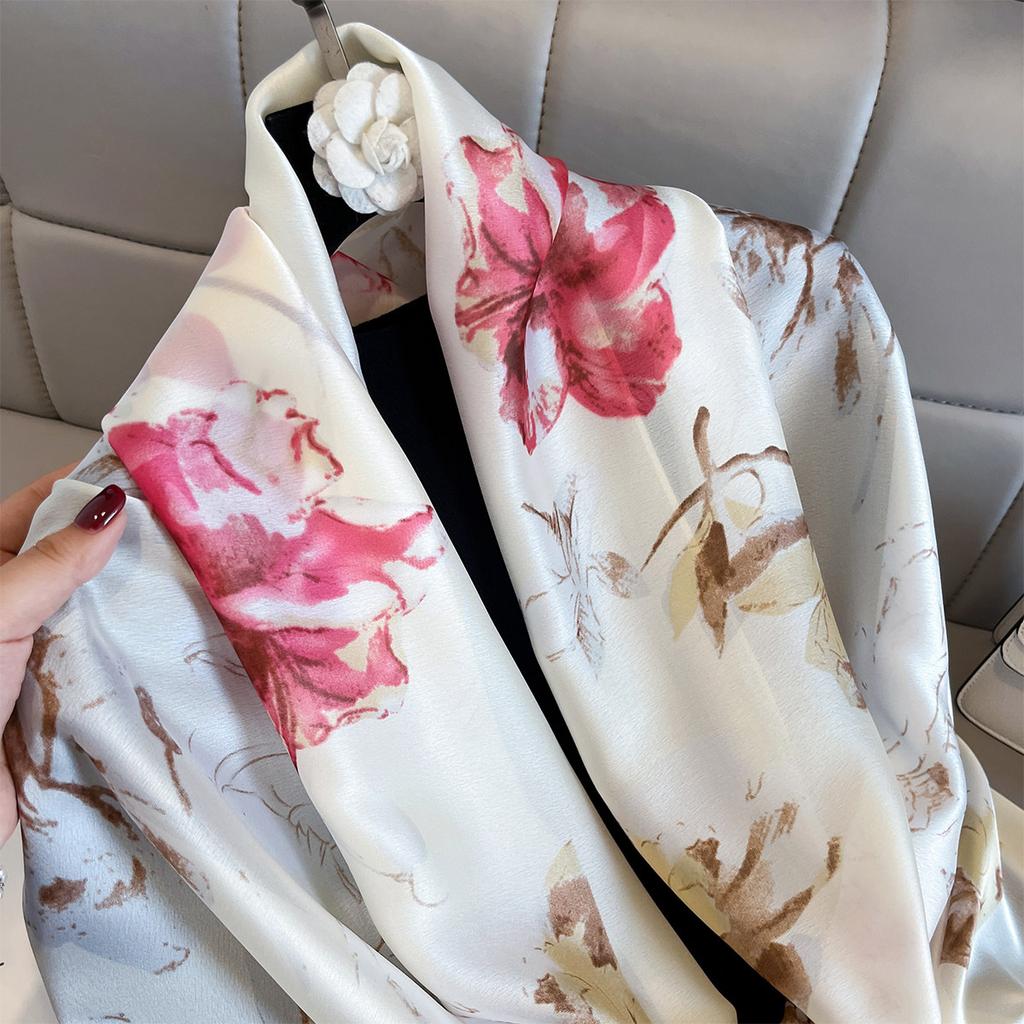 Women 180*90cm Fashion Beautiful Soft Silk Scarves Female Lady Shawl Hijab Wrap Foulard Bandanna Muffler Beach Pareo