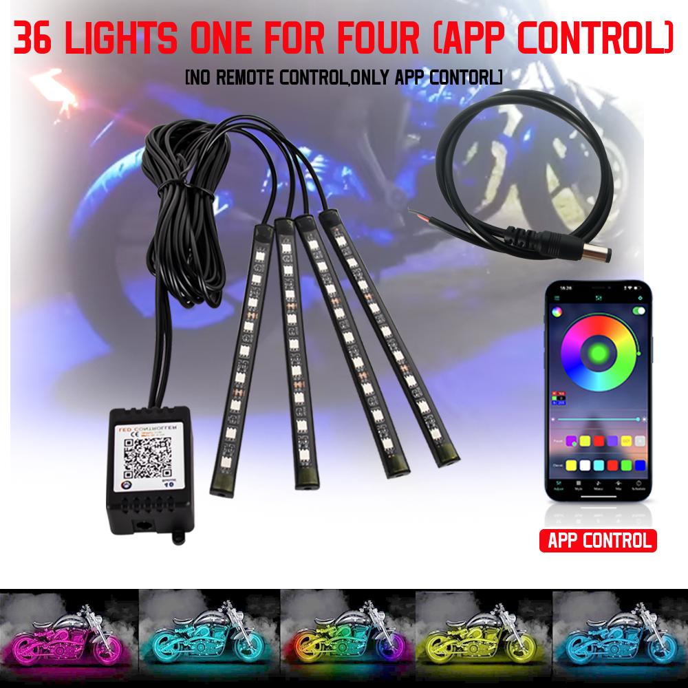 Motorcycle Led Decorative Lamp Underglow Lights RGB Waterproof App Remote Control For ATV UTV Motorbike  Atmosphere Light