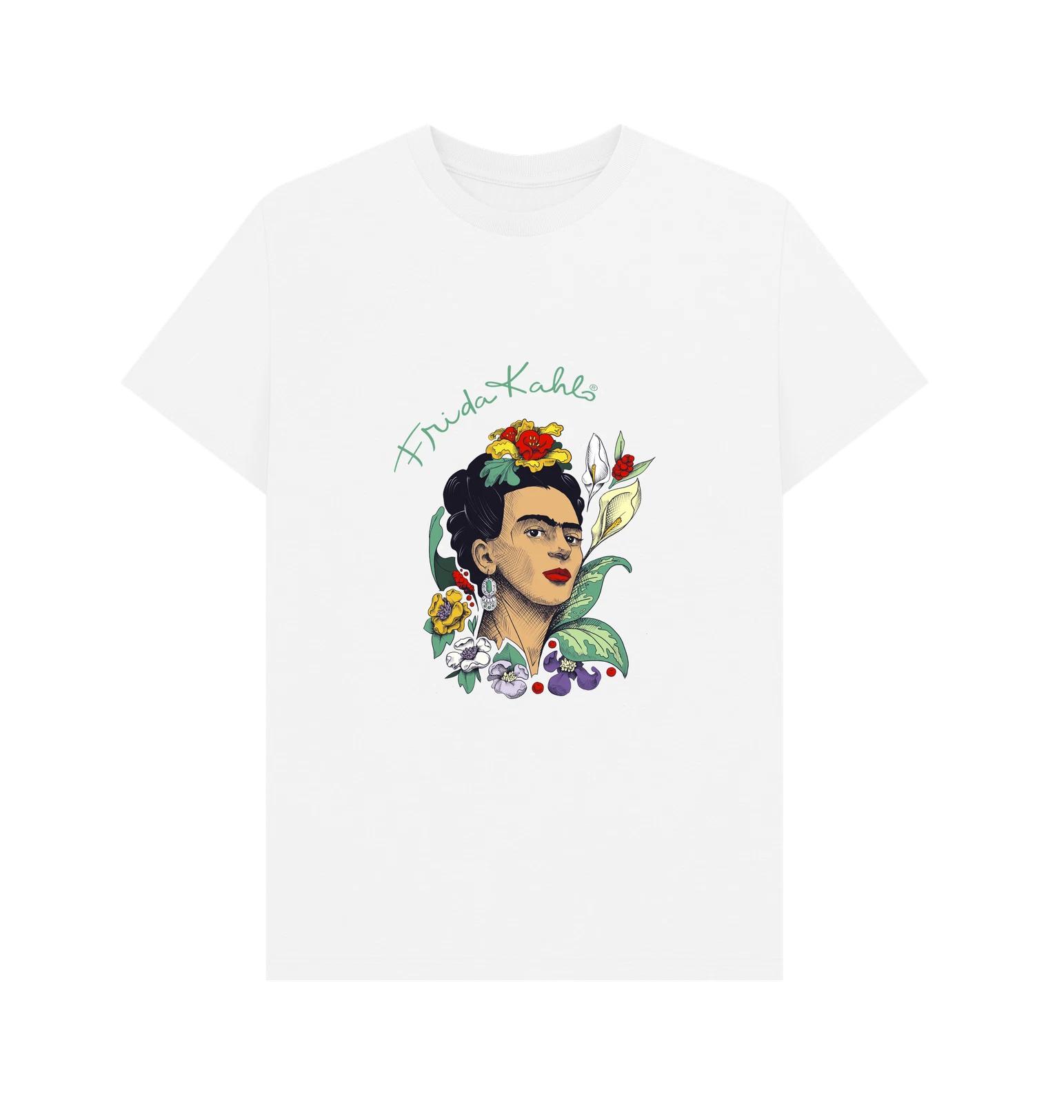 PREMIUM OFFICIAL Frida Kahlo Frida Kahlo Flowers White T-Shirt XL