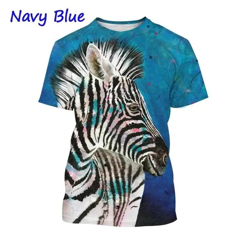 Zebra Pattern T Shirt Men's Cute Animals 3D Printed T-Shirts Summer Fashion Kids Women Casual Cool O Neck Loose Tees Tops