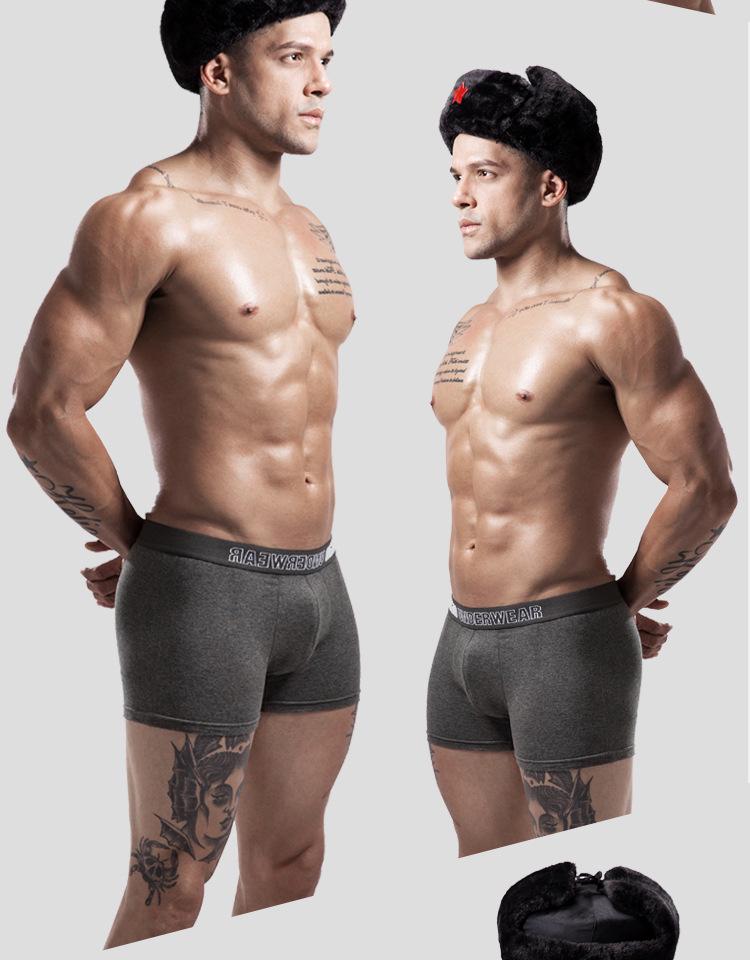 Men's European & American Pure Cotton U-Convex Mid-Waist Boxer Briefs - Comfortable, Loose, Breathable, Plus Size Square Leg Underwear