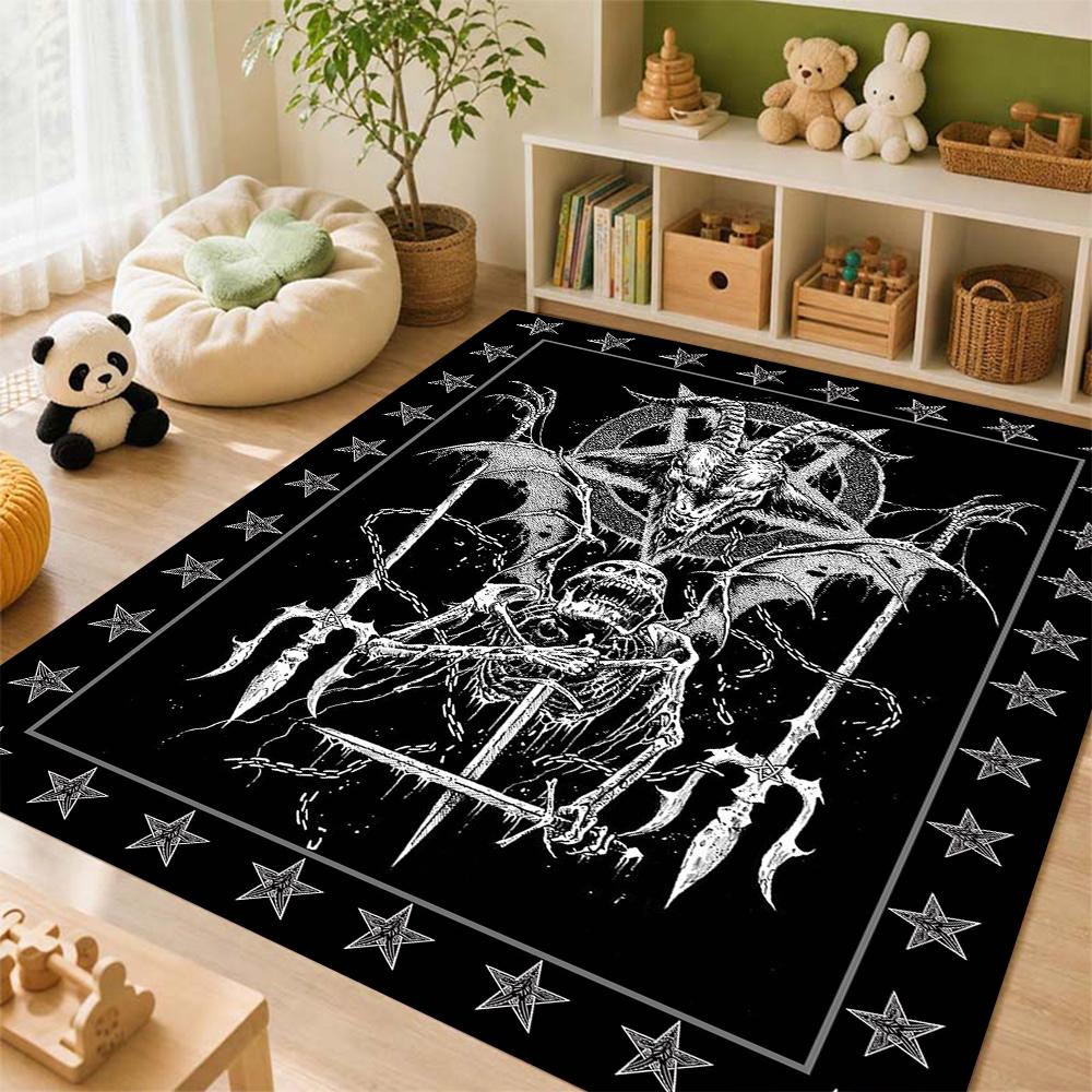 Five Elements Pentacle Double Moons Rectangular Rug Soft Texture Nonslip Carpet For Kids Bedroom Play Area Home Party Decor Holiday Gift