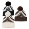 2025 Autumn and Winter Wool Hat Striped Jacquard Retro Knitted Hat Piled and Thickened Imitation Mink Winter Hat Children
