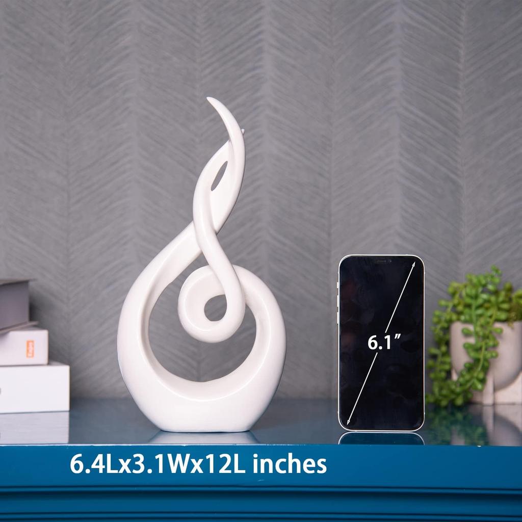 Modern Abstract Art Table Decoration - Ceramic Statue Modern White Ornaments for Living Room Great Gift Idea Home Décor 5 * 2.5 * 10.5 inch Gift Box