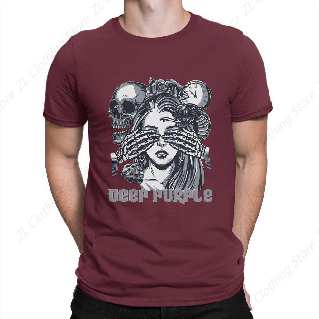 Deep Purple Newest TShirt for Men British Heavy Metal Music Band Round Neck Pure Cotton T Shirt Hip Hop Gift Clothes Streetwear