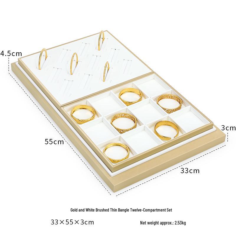Ya Yu Jin Bai Jewelry Display Tray for Bracelets, Ear Studs, Necklaces - Silver & Gold