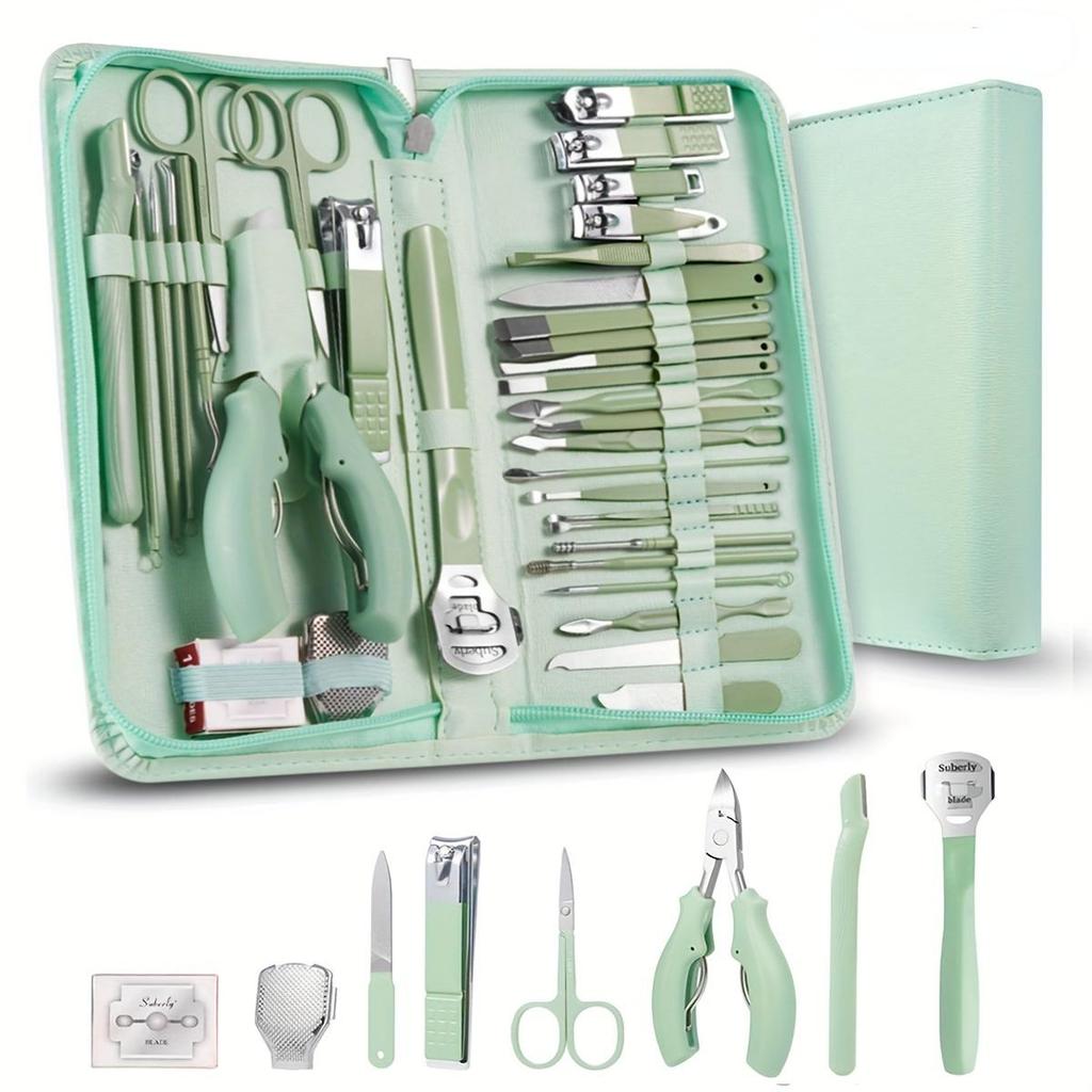 7//22/35 Piece Green Manicure Pedicure Multi-Purpose Set, Toenail Care Set, Manicure Set Pedicure Tool Set