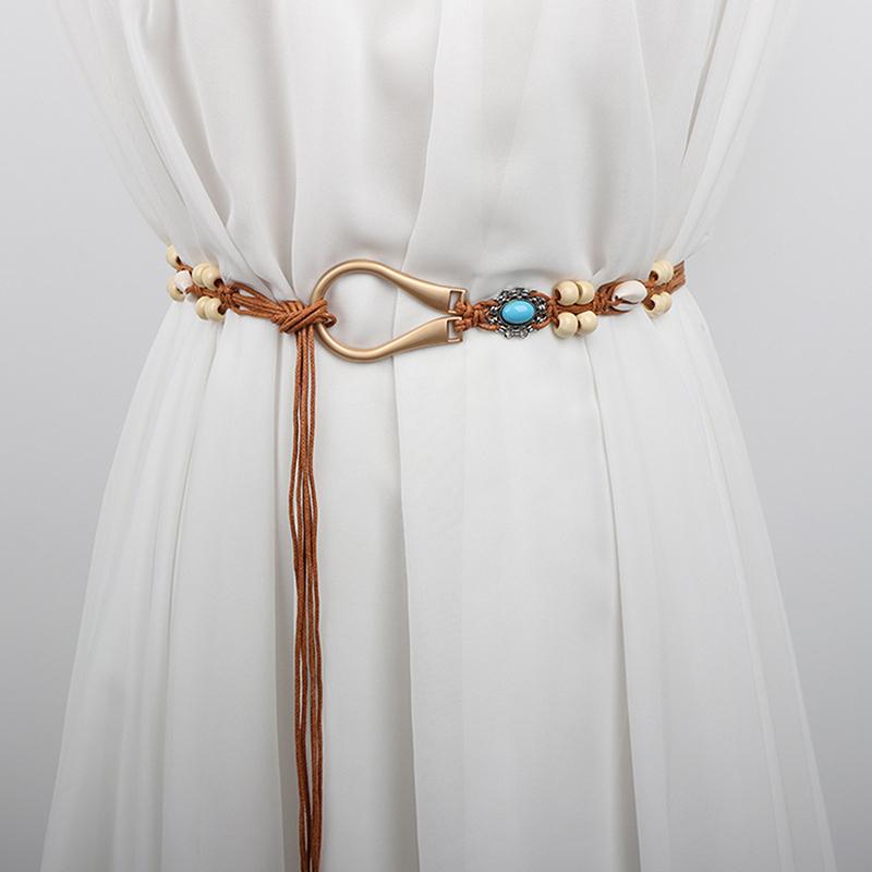 Bohemian Retro Woven Dress Waist Rope For Women Casual Pants Belt Ethnic Style Waistband Versatile Decorative Waist Chain Gifts