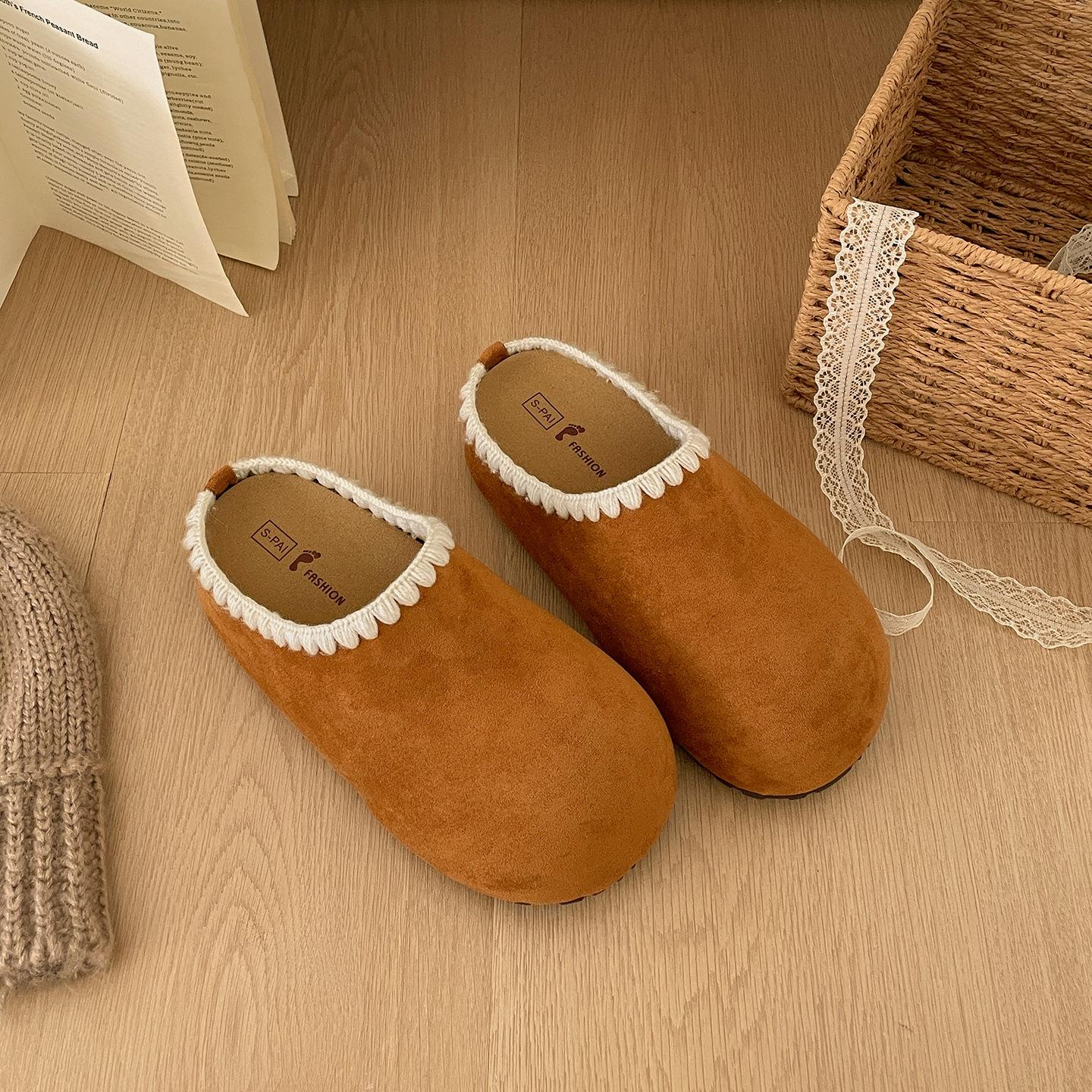 

Retro white inner heightening bag head thick-soled slippers women s autumn outer wear 2025 new versatile soft-soled half-drag Birkenstocks 40 жёлтый