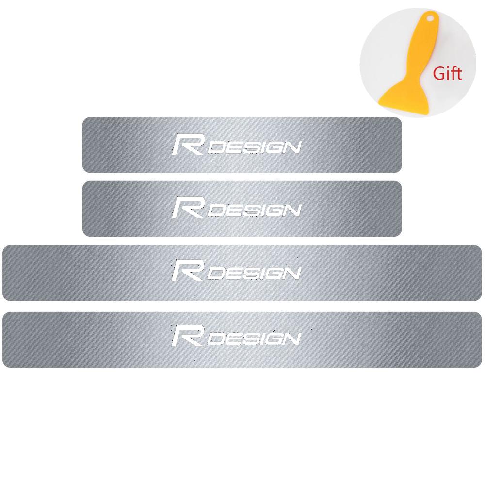 

4pc Carbon Fiber Car Door Sill Protector Anti-scratch Protective Film For Volvo Rdesign XC60 XC90 V40 V50 V60 AWD T6 S40 S60 S80