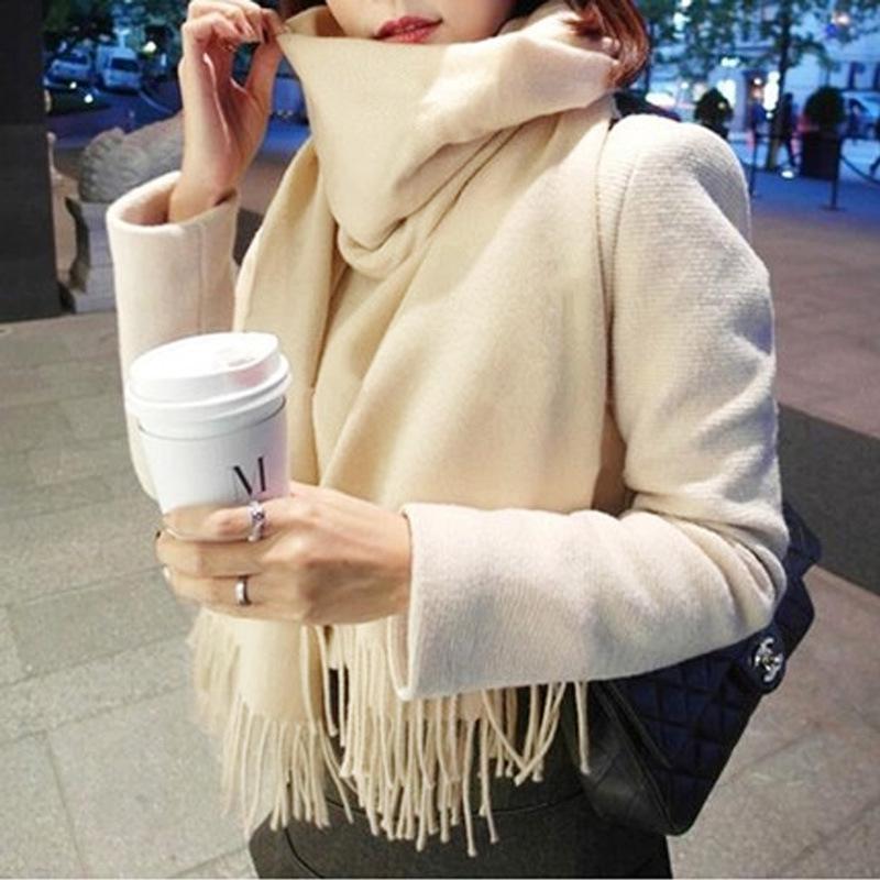 Solid Color Imitation Cashmere Scarf for Women Winter Korean Style Shawl and Scarf Dual Purpose Thickened Bridesmaid and Bride To Keep Warm in Autumn