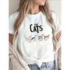 Polyester Short Sleeve T-Shirt The Cats Crosswalk Design, Fun Animal Graphic for Casual Wear At Home, Cafe, or Outdoor Activities,