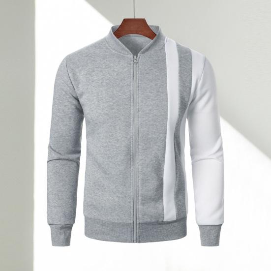 Podzim Jaro Muži Bunda Stojáček Límeček Zip Zapínání Dlouhé rukávy Barevně ladící Elastická manžeta lem Cardigan Slim Fit Sportovní kabát