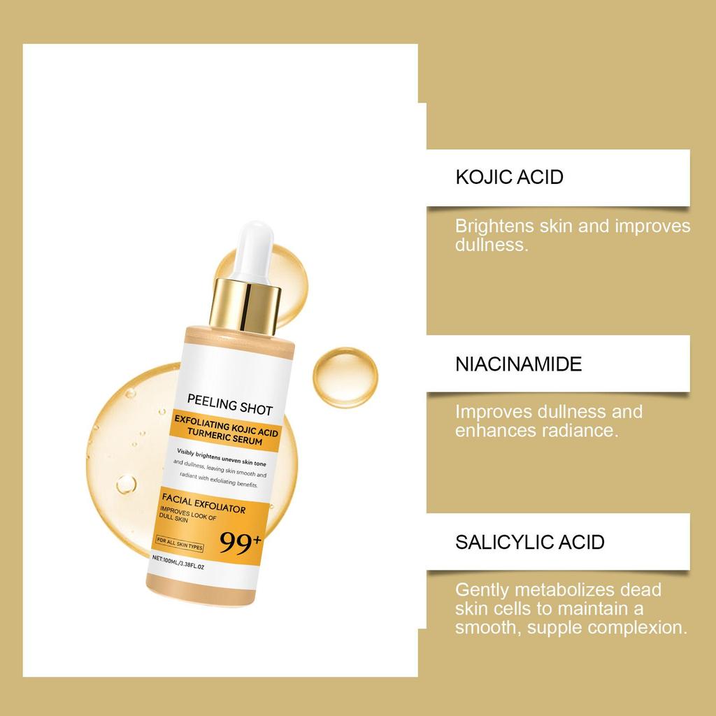 AMZ Kojic Acid Turmeric Serum | Exfoliates Dead Skin | Removes Blackheads | Minimizes Pores | Brightens Skin Tone | Nourishes Hydrating Serum