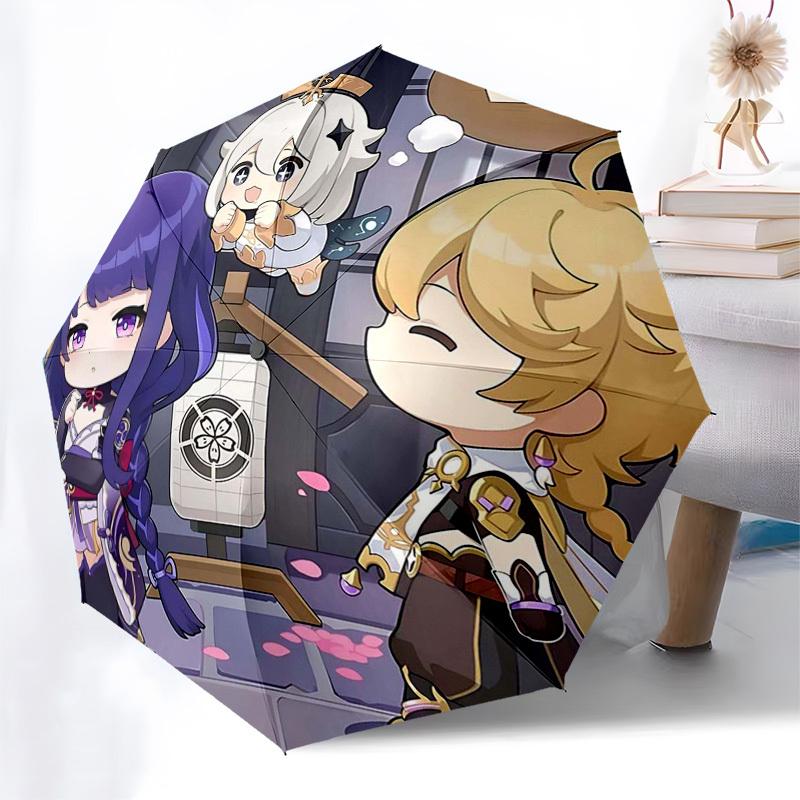 1pc Outdoor Umbrella with Anime Characters, Automatic Opening/Closing, Portable 3-Fold Design, 8-Bone Iron Frame - Perfect for Fans, Travel, Dail