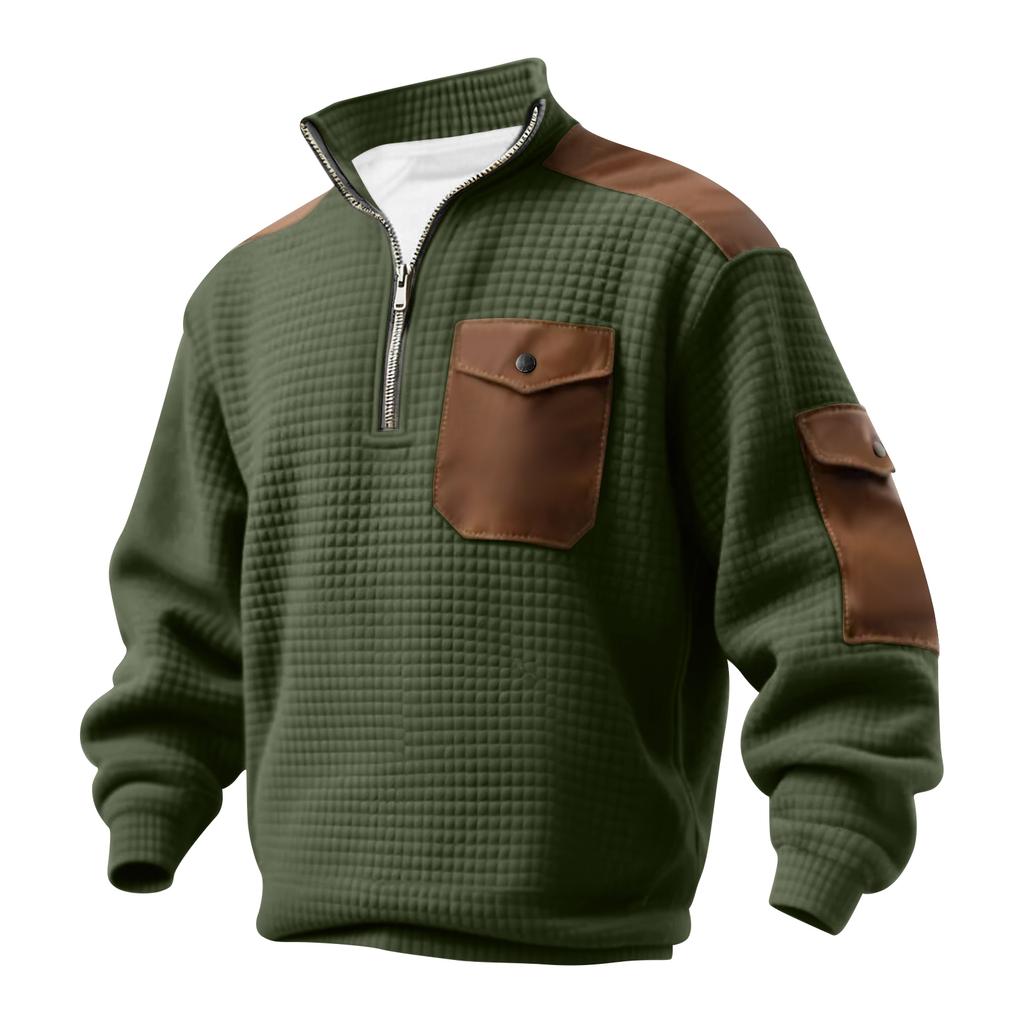 Men's Solid Color Stand Collar Sweatshirt Men's Sports Large Size Casual Sweatshirt